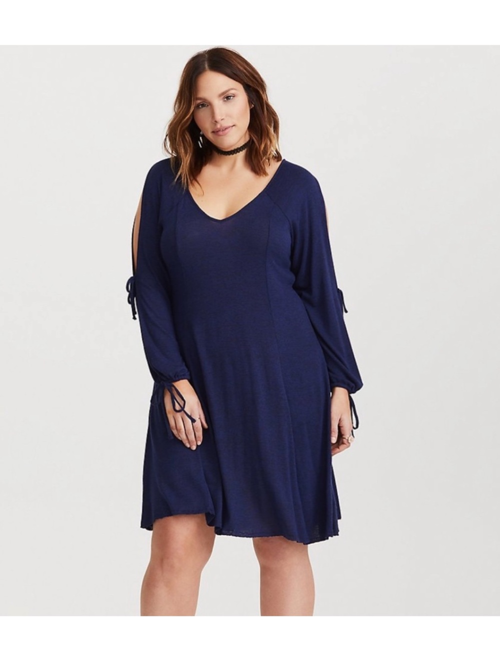 Torrid Navy Tie Sleeves Hacci Knit Dress NWT 1X